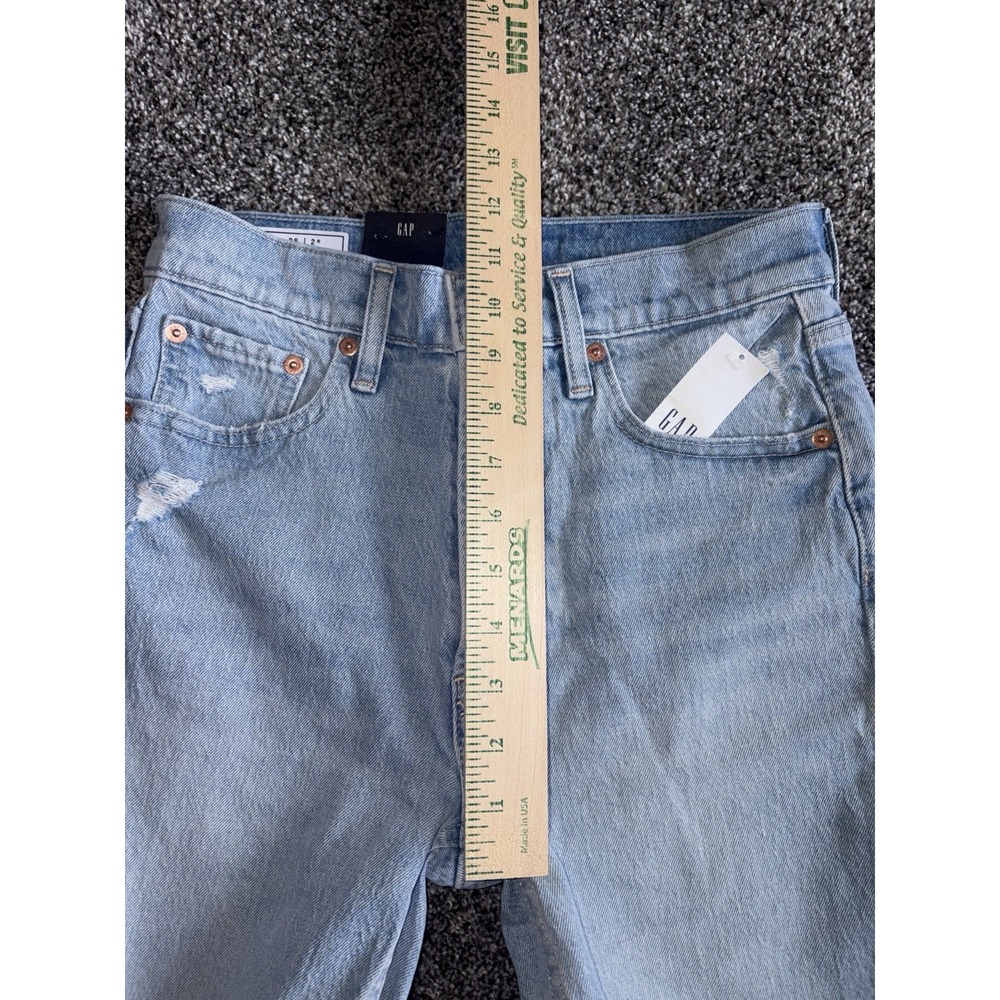 GAP Cheeky Straight High Rise Denim Blue Jeans 26 / 2R NWT Light Wash Distressed - Picture 6 of 14